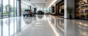 Epoxy lantai showroom dengan tampilan rapi dan daya tahan untuk area retail