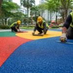 Berapa lama umur jasa EPDM pada taman kota?