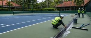 Checklist drainase sebelum aplikasi cat lapangan olahraga di lapangan tenis klub