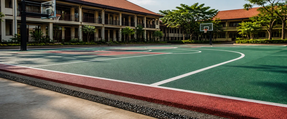 Kapan lapangan rubber cushion cocok dipakai di lapangan basket sekolah