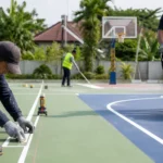 Kesalahan marking saat pakai jasa cat lapangan di lapangan basket outdoor