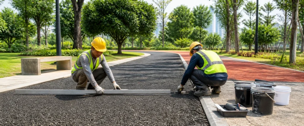 Kesalahan subbase sebelum pasang jasa pengecatan jogging track di jogging track taman kota