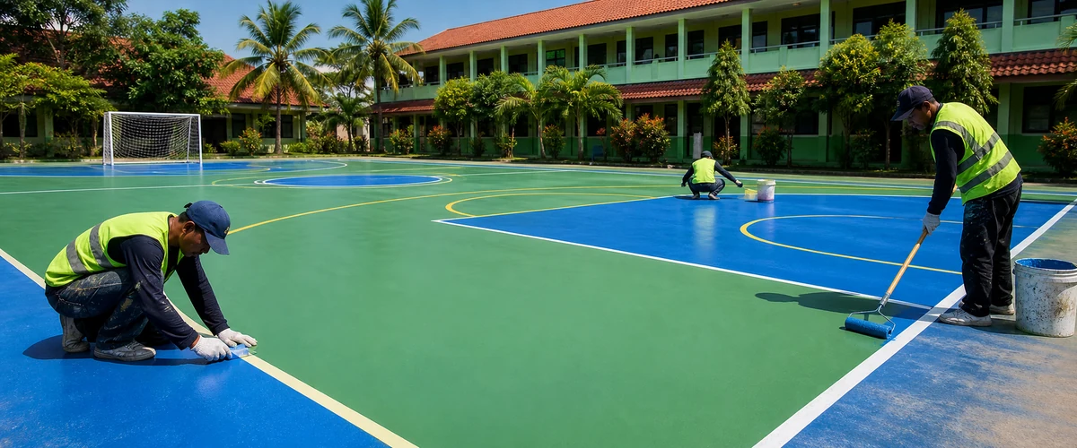 Panduan cat lapangan untuk lapangan futsal sekolah agar awet dan tidak cepat pudar