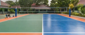 Perbedaan finishing acrylic vs PU untuk lapangan voli sekolah